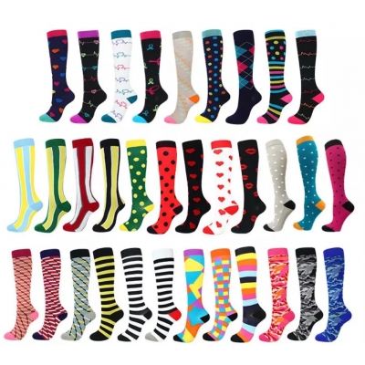 Graduated Medical custom Compression Socks for Women Men 20-30mmhg Knee High Fun Stockings for Running Sports Athletic Nurse
